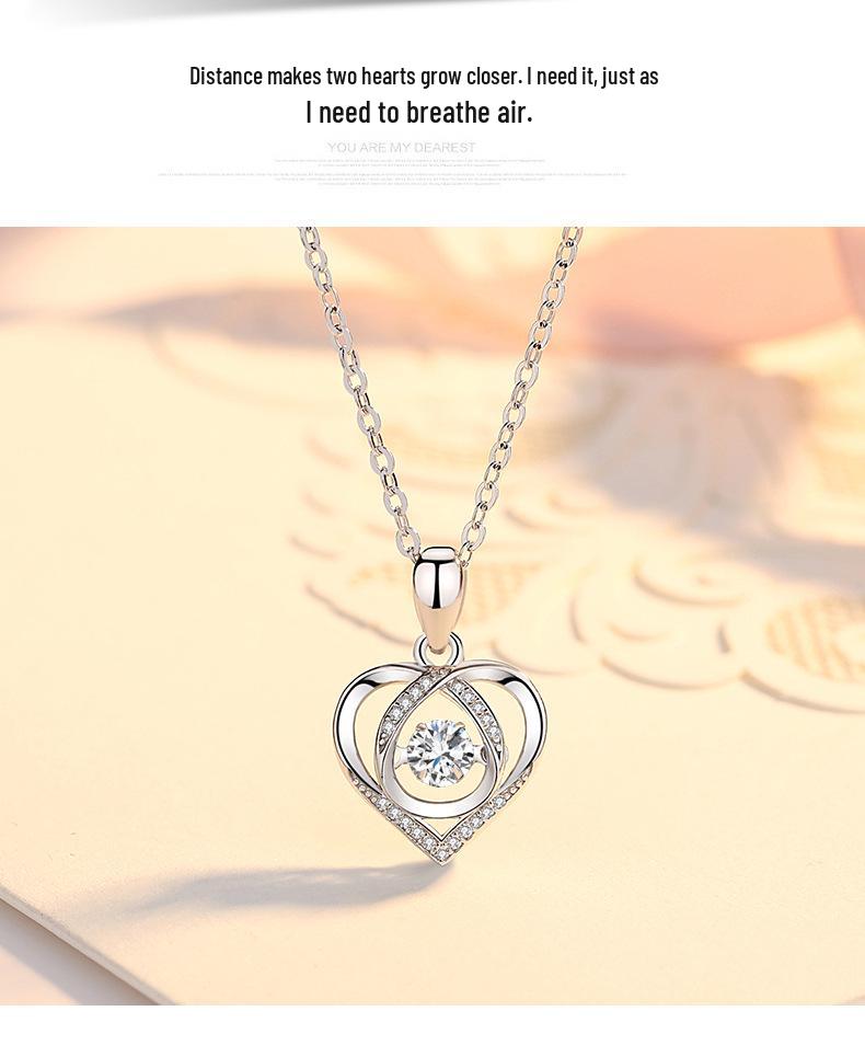 

2023 Heartbeat Necklace: Women s Heart-Shaped Blue Diamond Pendant Valentine s Day Gift
