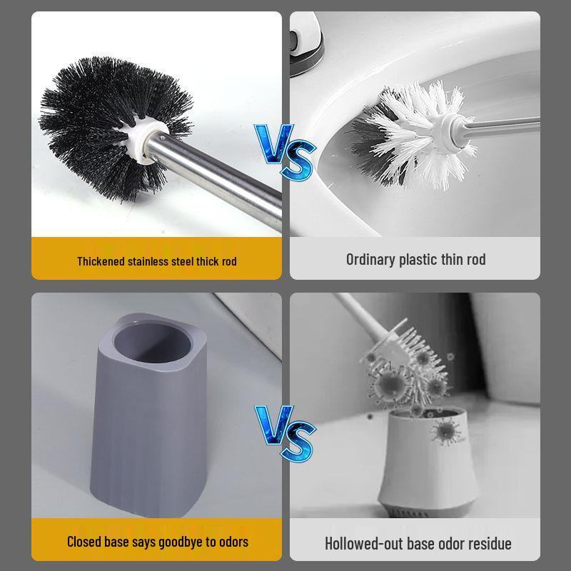 Long-Handled Toilet Brush Set with Base for Easy Cleaning of Bathroom Corners