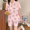 Japanese-style Unprinted Style Summer Fresh Cotton Pajamas Women's Short Sleeves 1011 New Loose Outer Loungewear Suit