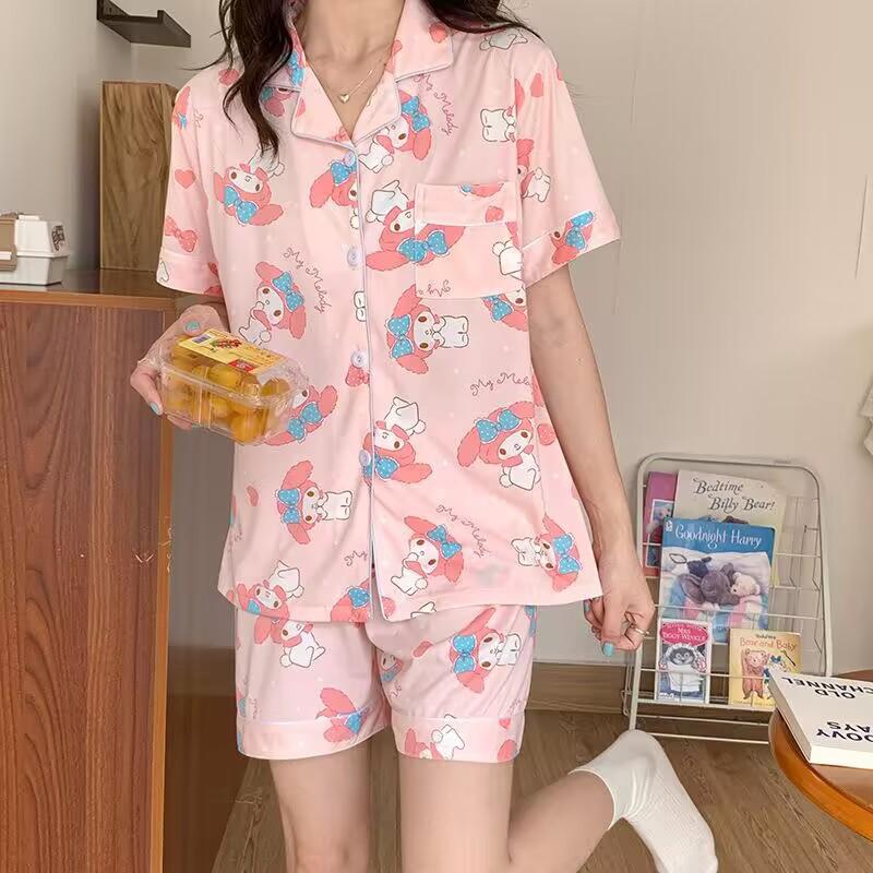 Japanese-style Unprinted Style Summer Fresh Cotton Pajamas Women's Short Sleeves 1011 New Loose Outer Loungewear Suit
