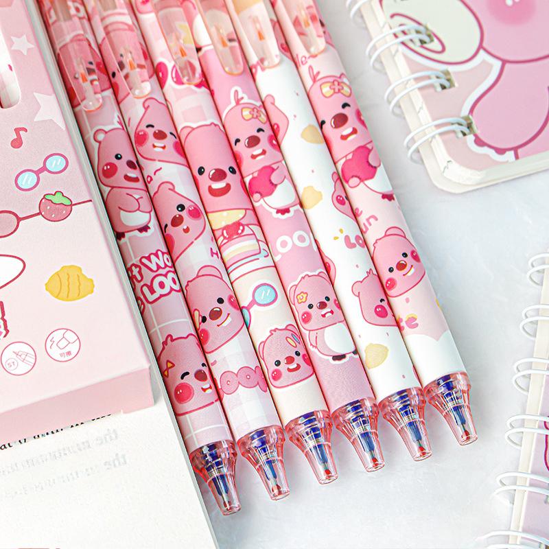6PCS Blue Erasable Neutral Pen ST Pen Tip Cartoon Pen Student Pen