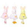 3pcs Easter Bunny Ornaments Pink White Yellow Rabbit Hanging Decor for Home Window Display