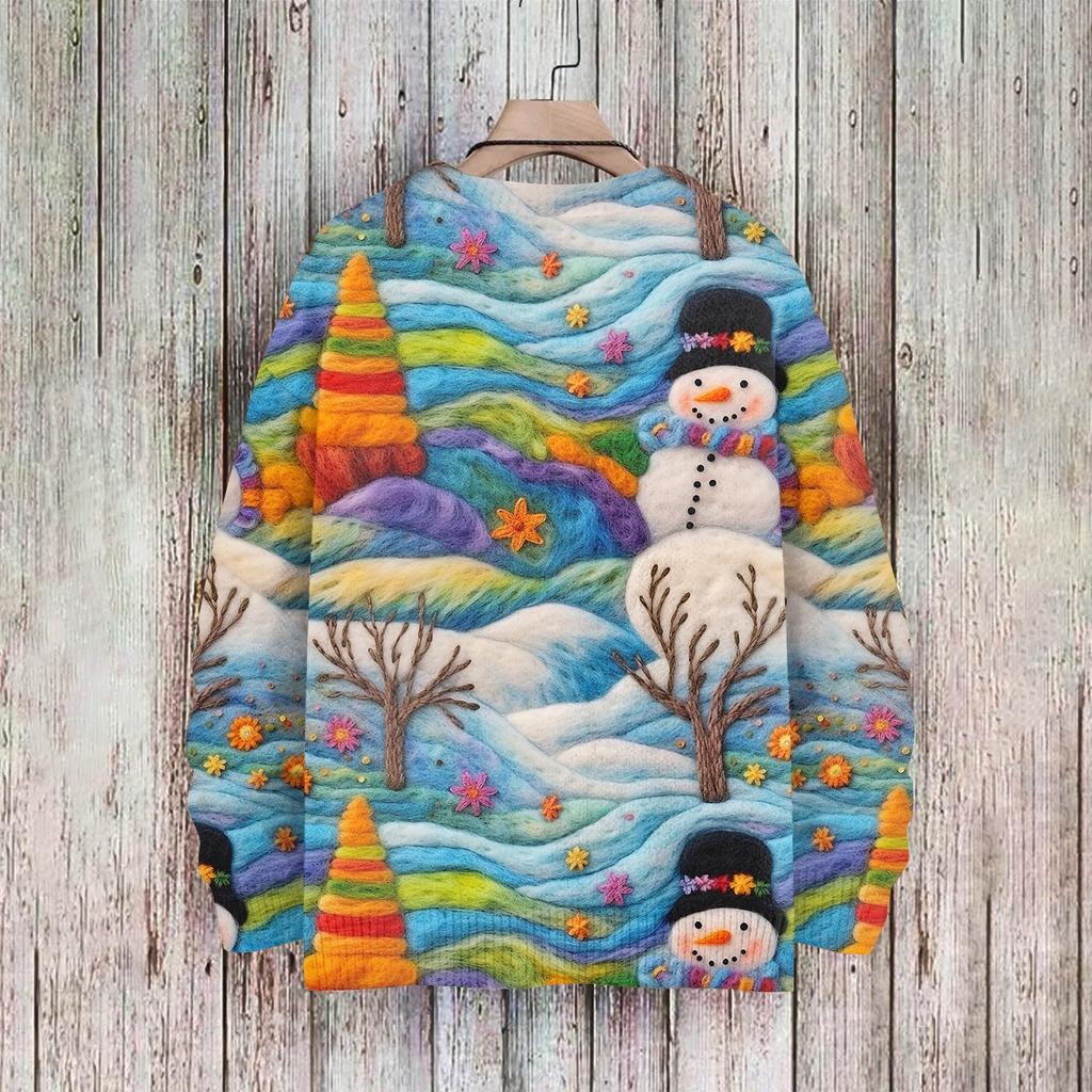 Men's Christmas Print Faux Sweater, Crewneck Sweatshirt, Loose Long-sleeved Top