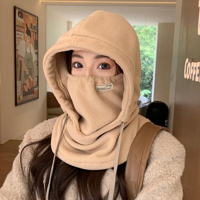 Motorcycle Winter New Knitted Hat Lady Wool Cap Mask Heating and Thickening of Cycling Neck Cap