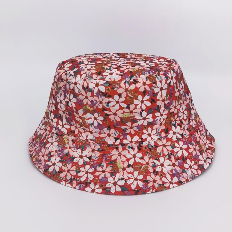 Double Sided Bucket Hat Flower Street Bronzing Print Hip Hop Pot Hat Sun Hat