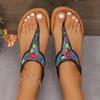 Fashion Bohemian Style Women's Flat Sandals Rhinestone Clip Toe Gladiator Sandals Woman 2025 Summer Anti Slip Beach Shoes Flip Flops