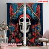 2pcs,2D Plane Printing Pattern Curtains Linen Scary Creepy Skull Pirate Versatile 100% Polyester (without Rod) Decorations For