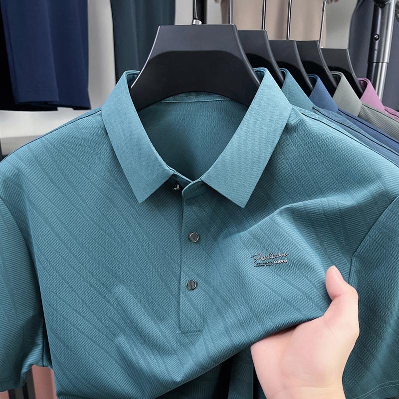 Men's Polo Shirt Lapel Short Sleeve T-Shirt Summer Exquisite Chest Badge Design Business Handsome Menswear
