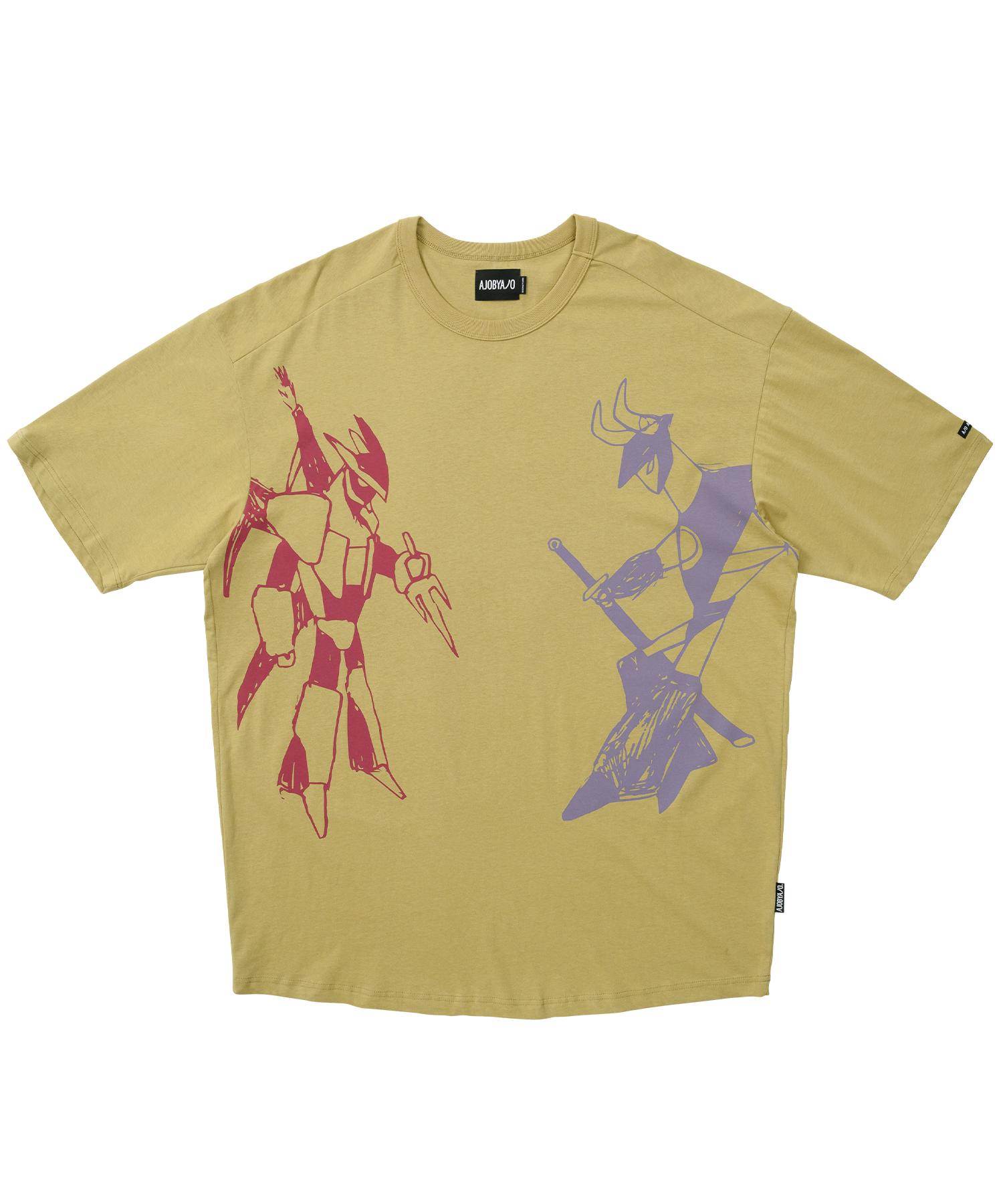 Azo By Azo Robots Duel Oversized T-Shirt [Mustard] Reference/Relaxed (L)