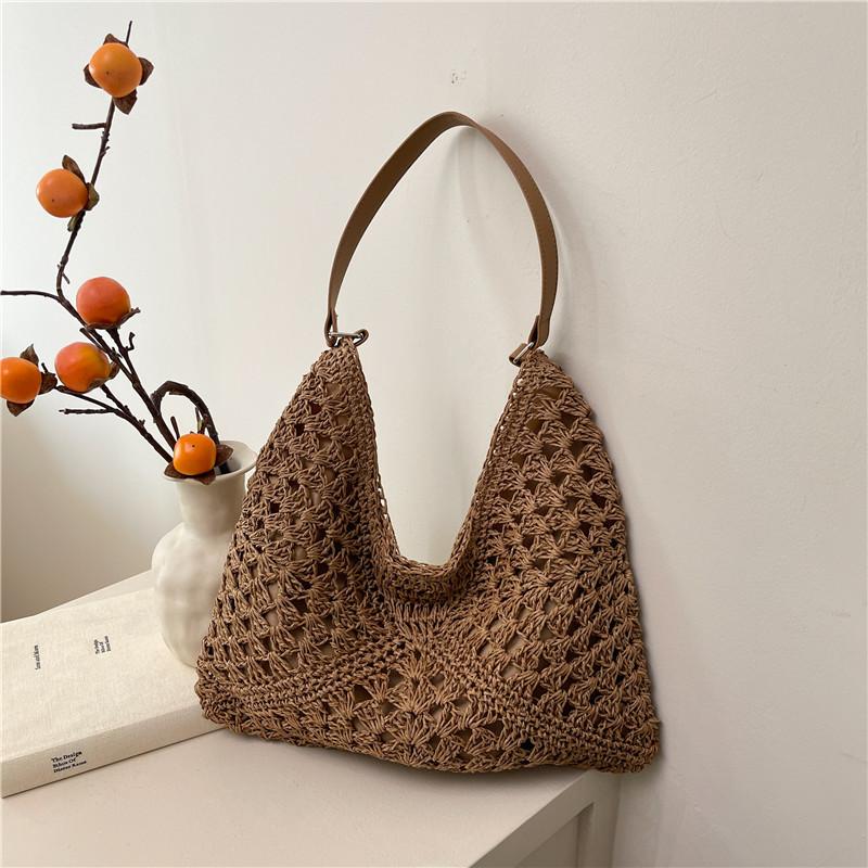 

Вместительная плетеная сумка-тоут для женщин, новая летняя пляжная сумка для отпуска, сумка через плечо для通勤 хаки