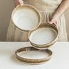 Tableware Set Japanese-Style Ring Plate Household Ceramic Bowl Dish Dish Dish Round Large Bowl Tableware Large Plate