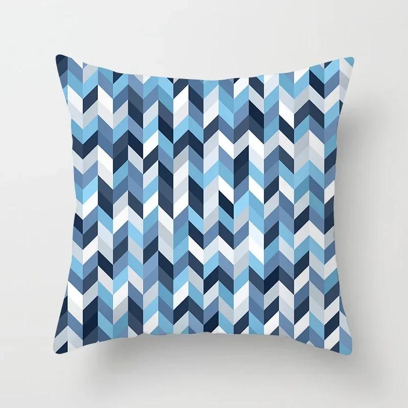 Blue Plaid Decorative Pillowcase Car Ornaments Office Living Room Sofa Home Pillowcase