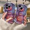 Phone Case: 2D Flat Design, Suitable for iPhone 18 17 16 15 14 13 12 Pro Protective Case, Phone Decoration, Stacked Pumpkin Lights, Halloween and Chri