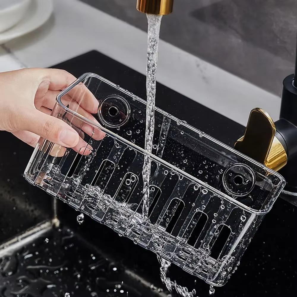

Многофункциональный держатель для губки, прозрачная сушилка для мыла, прочные полки для слива раковины, кухня прозрачный
