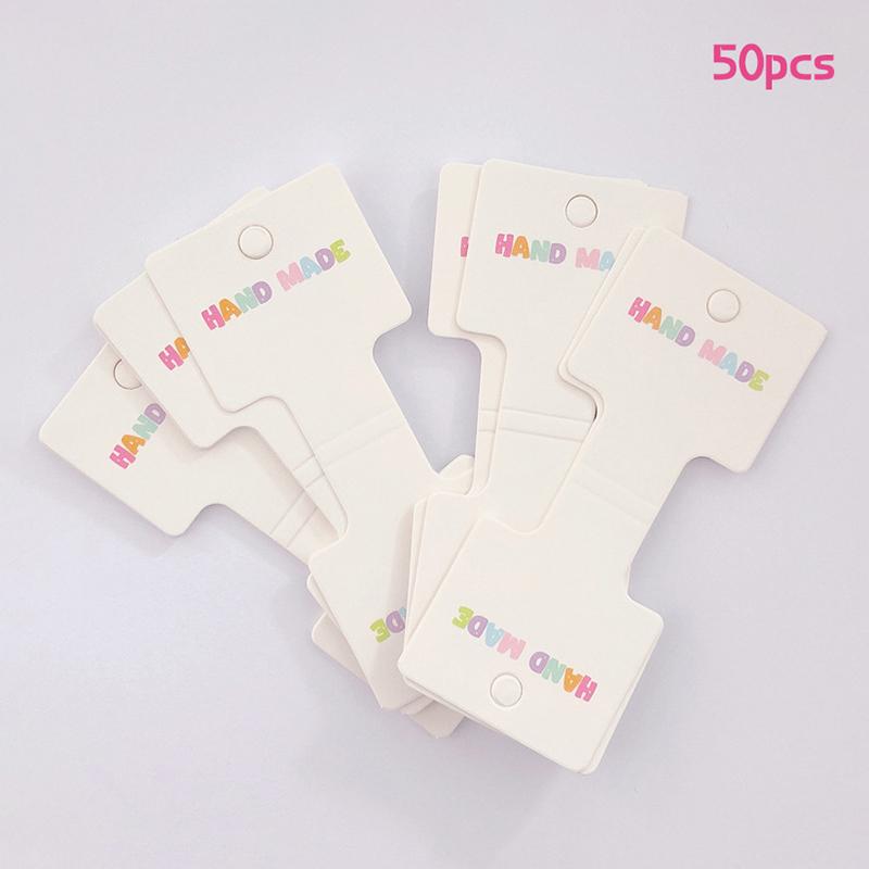 50Pcs Hair Rope White Display Cards For Hair Claw Clip Paper Card Headdress Card Hair Decoration Package Diy Jewelry Cardboard