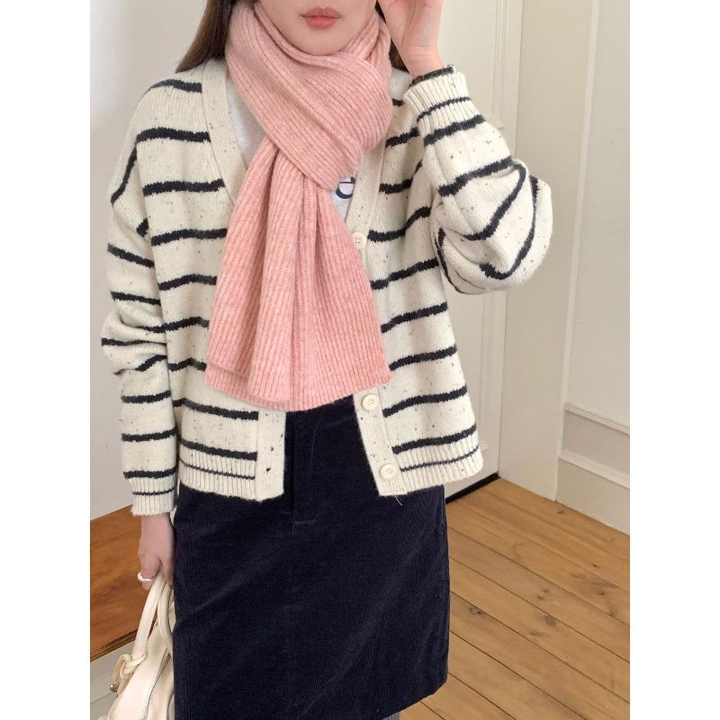Autumn and Winter Wool Blended Korean Solid Color Versatile Knitted Scarf Soft Warm and Simple New Style Scarf
