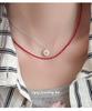 Korean Style S925 Sterling Silver Daisy Red Agate Beaded Necklace - Fashionable Layered Clavicle Chain for Women.