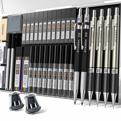 Set 6 Creioane Mecanice STAGEEK 2 Creioane Mecanice cu 492 Mine Mecanice 2H 2B 4H 4B 6B Radieră pentru Desen Schiță Artă Desen Examen Ușor
