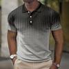 Men Polo Shirt Short Sleeve Striped 3d Print Tops Fashion Polyester Breathable Comfortable Polos Shirts
