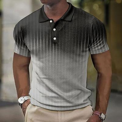 Herren Poloshirt Kurzarm Gestreift 3D Druck Oberteile Mode Polyester Atmungsaktiv Bequem Poloshirts