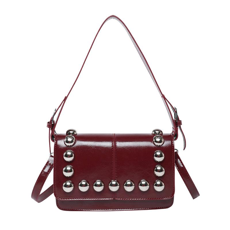 Bags This Year's Popular Bag 2025 New Korean Version Fashion Rivet Shoulder Bag Women's Versatile Messenger Small Square Bag