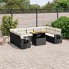 Vidaxl 10-Cz. Set da Giardino, Cuscini Rattan Nero Pe