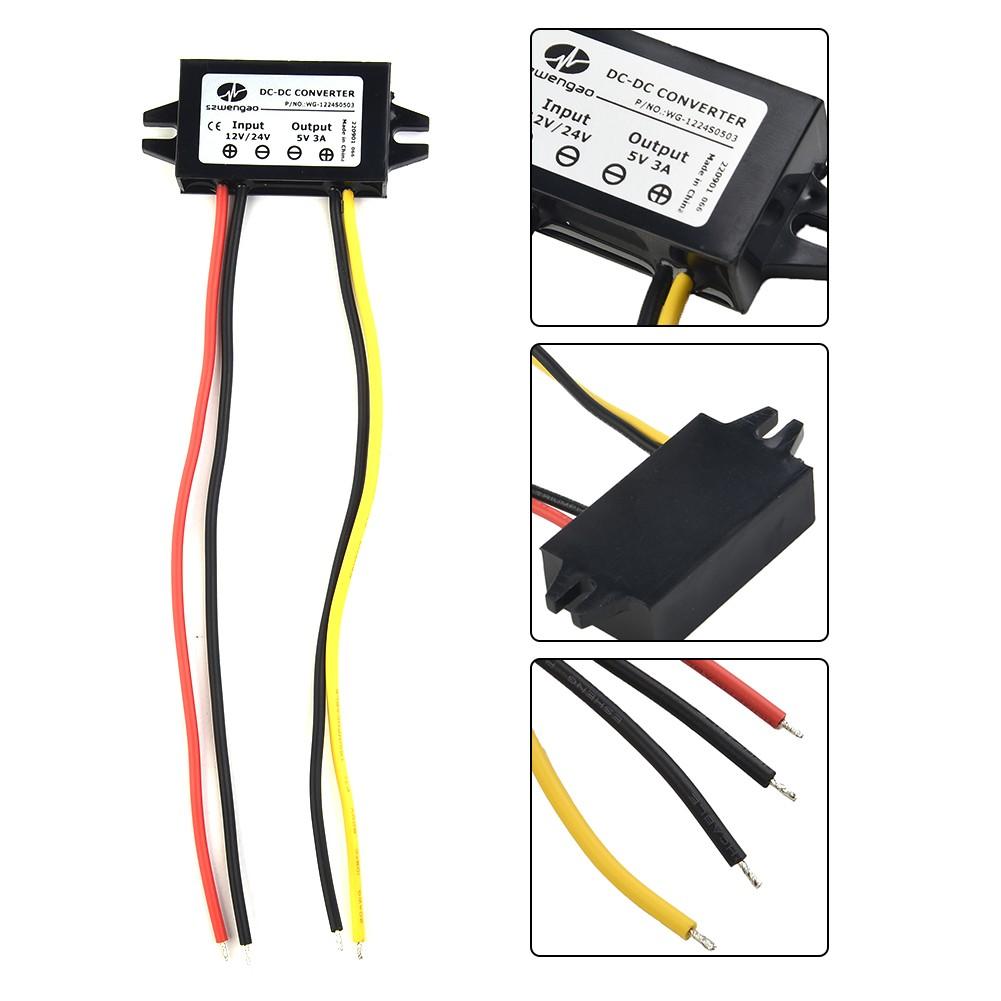 

12V To 5V 3A 15W Stabilizer Black Dustproof Moistureproof