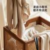 Walnut Color Dirty Clothes Basket Vine Weaving Design Laundry Hamper Toys Storage Bucket Good-looking Laundry Basket with Pulley