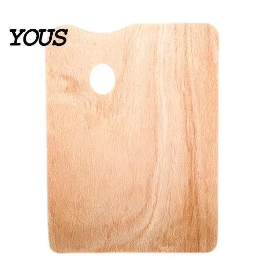 Professional Painting Supplies Wooden Paint Palette, Square Oval Shaped Artist Tray with Durable Beech Wood Palette Thumb Hole for Acrylic Watercolor