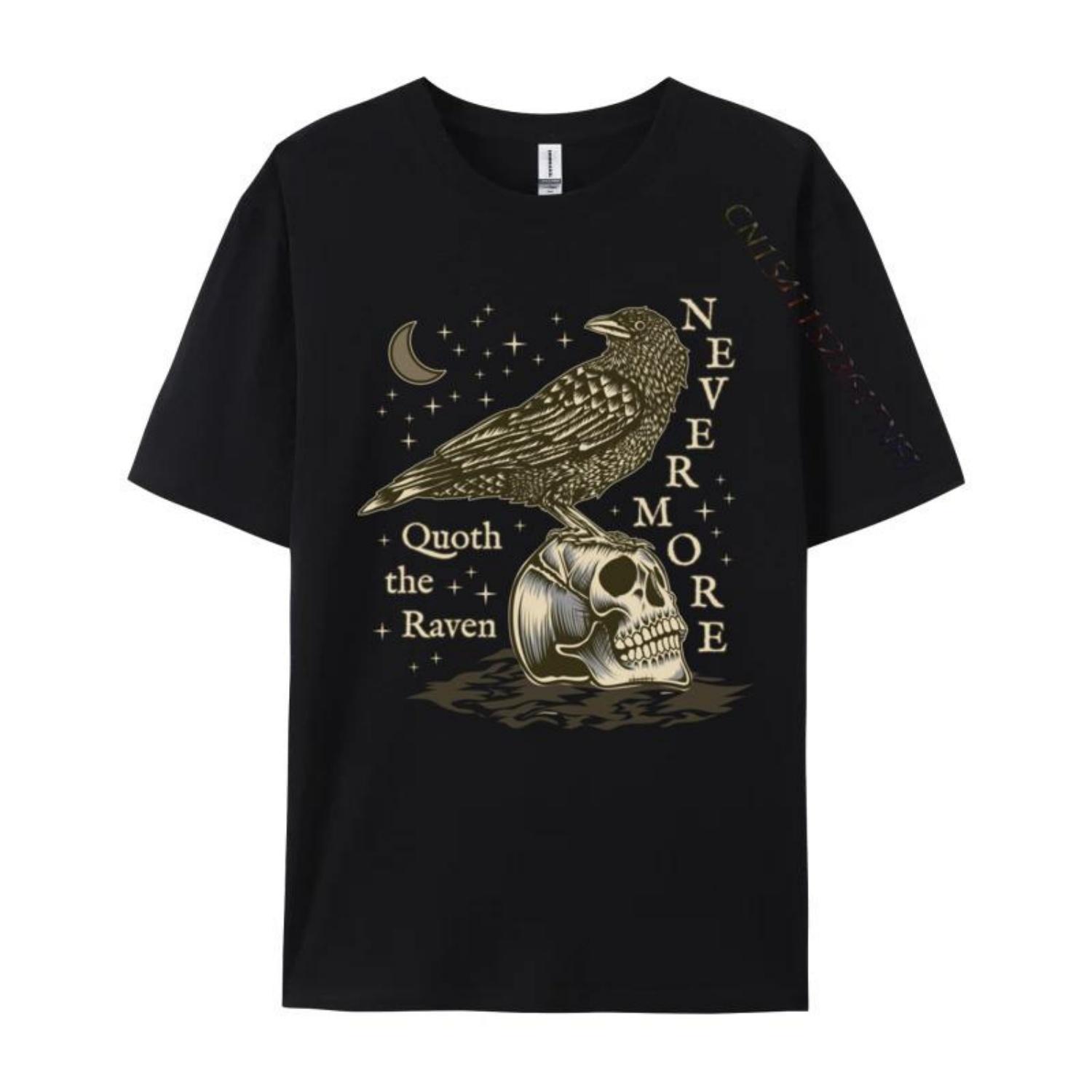 Nevermore The Raven Edgar Allan Poe Dark Academia Literature Casual T-Shirt New Summer_Fall Tops & Tees Cotton Men S чёрный