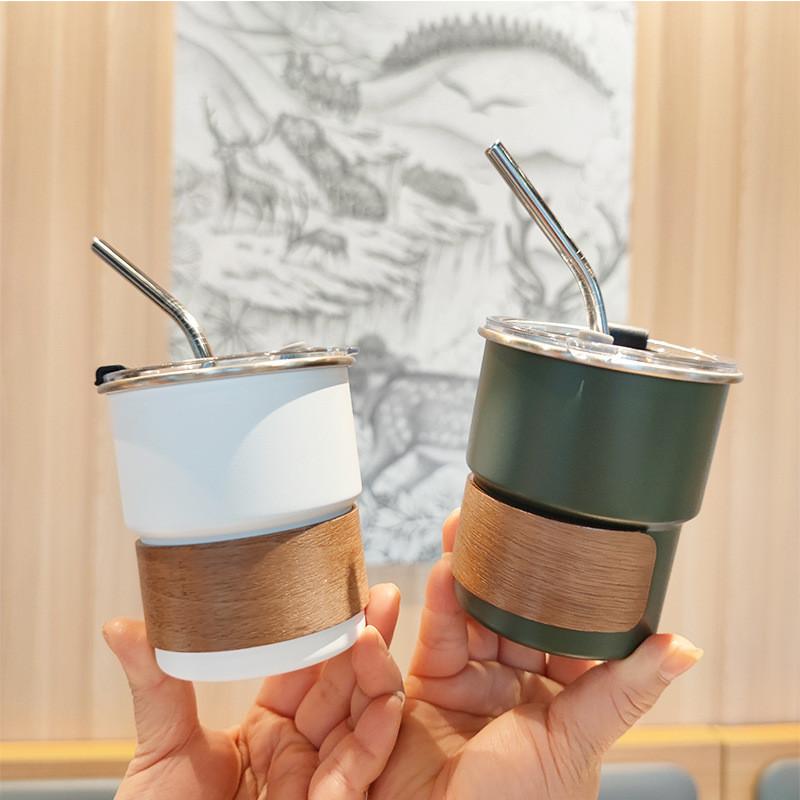 Portable Car Cup With Cover And Straw For Hiking And Travel 304 Stainless Steel
