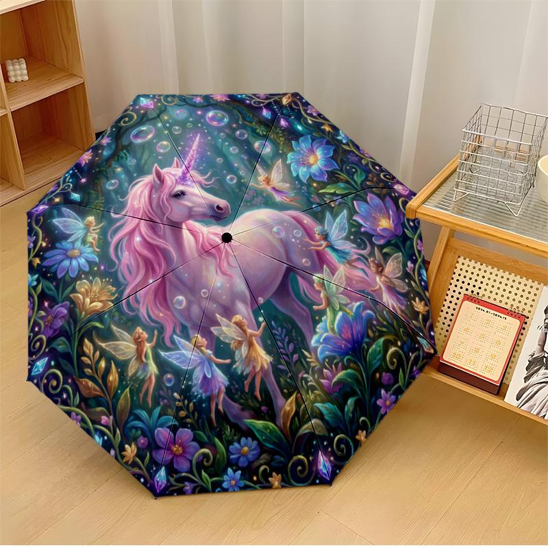 

Fantasy Unicorn Rainbow (1) Printed umbrella windproof folding umbrella portable sun and rain umbrella suitable for gifting