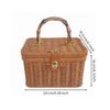 Rectangular Lidded Wicker Basket Sturdy Woven Container with Handle Easy