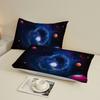 3pcs Cool Fitted Sheet Gifts For Teen Boys Bedroom Decor Vivid Cosmic Galaxy Nebula Planets Stars 3D Print Washable Flat Sheet