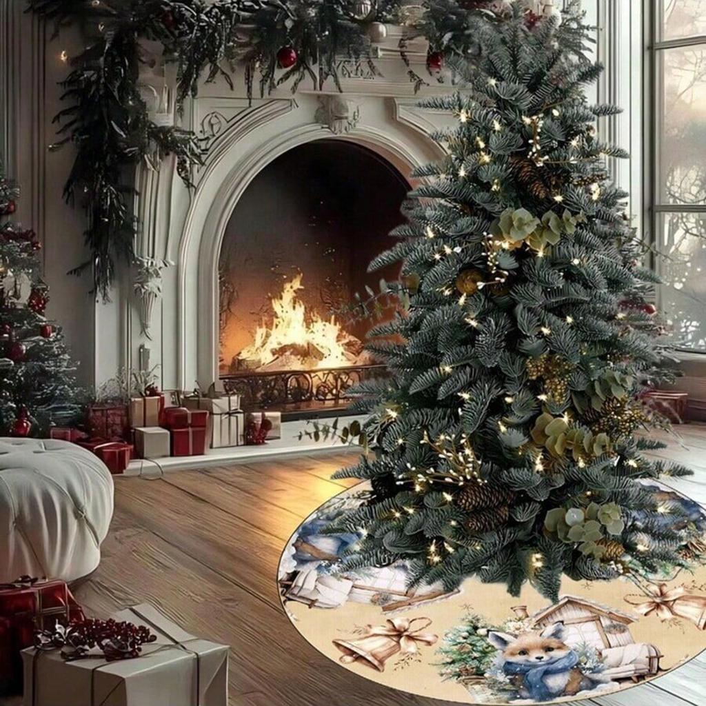 Golden Snowflake Christmas Tree Skirt With Golden Glitter Snowflake Winter Holiday Decoration Christmas Atmosphere Tree Skirt