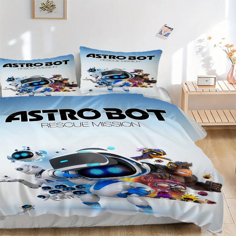 Astro Bot Rescue Mission Juego de Ropa de Cama de 3 Piezas Funda Nórdica con 2 Fundas de Almohada Regalo de Cumpleaños para el Hogar
