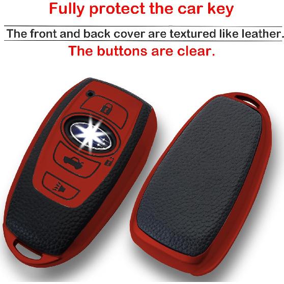 For Subaru Key Fob Cover Case With Keychain,Texture Soft TPU Key Case/Skin,4-Buttons Fit BRZ Legacy Outback Ascent Crosstrek Forester WRX Remote Key