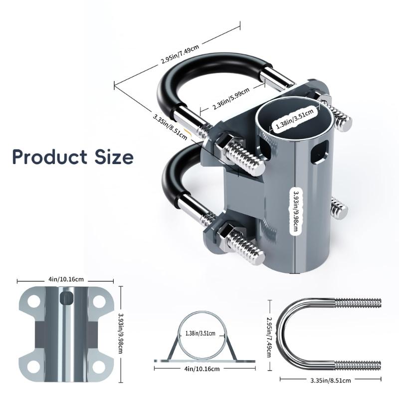  Bolt Clamp Set Weather Resistant Antennas Mounting Brackets Heavy Duty Steel  Brackets Quick Fixing for Satellite V2
