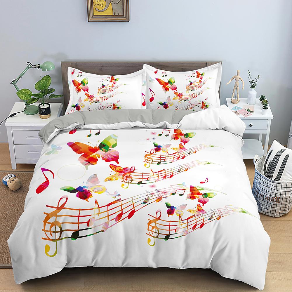 Music Notes Bedding Set Duvet Cover Set Piano Keys Keyboard Bed Set Classic Music Melody Comforter Cover Quilt Cover Room Decor