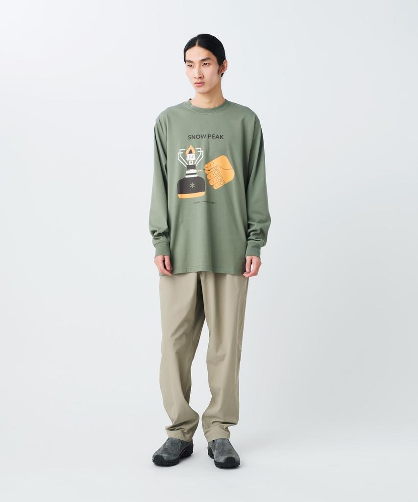 Enjoy Camping Long Sleeve for Men and Size M [Snow Peak] T-Shirt TS-26SU001 Long-sleeved T-shirt Women, Olive,