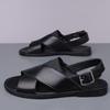 Men's Plus Size Leopard Print Non-Slip Sandals: Breathable, Versatile, and Fashionable Beach Shoes for Summer