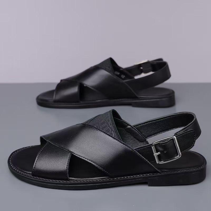 Men's Plus Size Leopard Print Non-Slip Sandals: Breathable, Versatile, and Fashionable Beach Shoes for Summer
