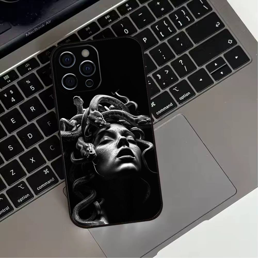

M-Medusa Greek Mythology Phone Case For iPhone 17,16,15,14,13,12,11 Plus,Pro Max,XS,Soft Silicone Black Cover iPhone13PROMAX