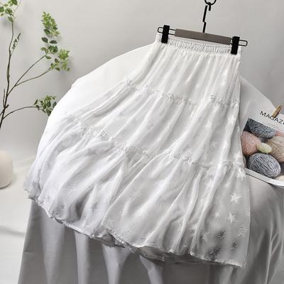 White Skirt Women's New Mid-length High-waisted Long Skirt