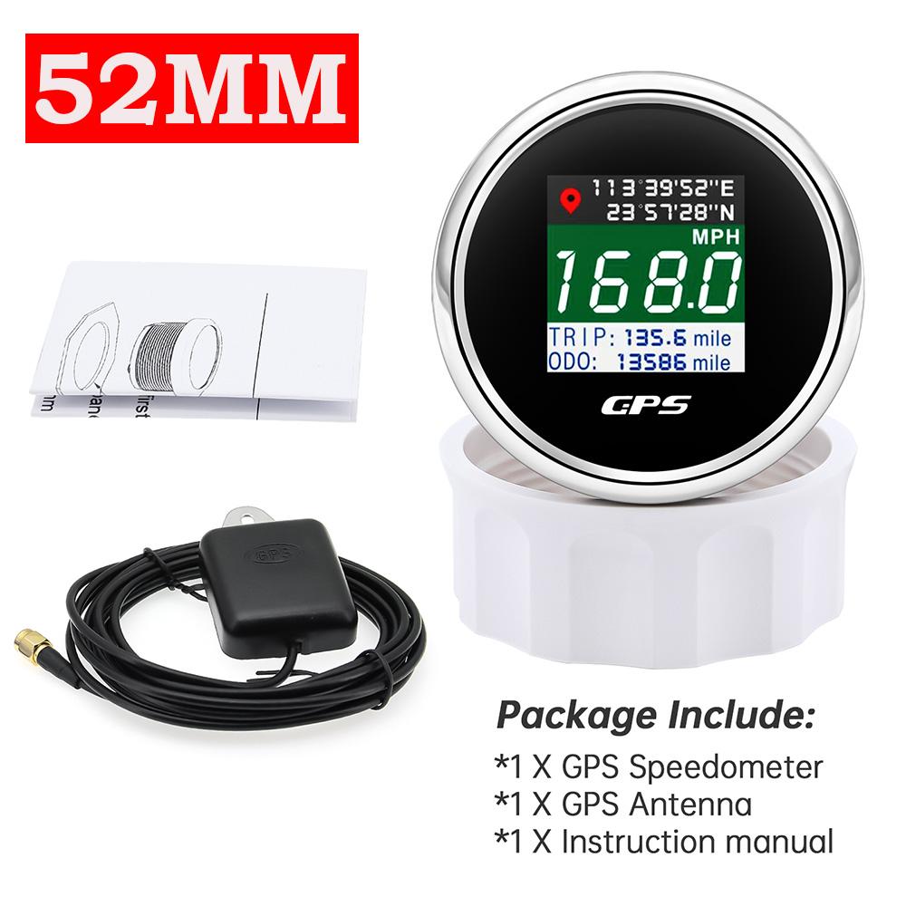 AD New 52mm/85mm TFT Screen Speed Gauge Digital GPS Speedometer Mph Knot Km/h GPS Antenna For Motorcycle Marine Boat Car 12V 24V