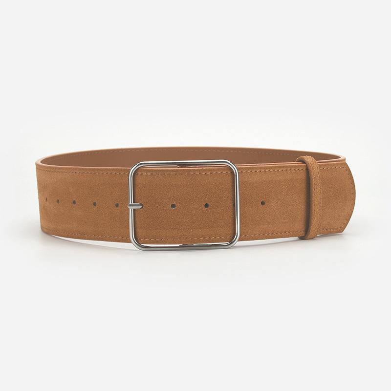 Retro Brede Riem Dames Mat Eenvoudig Met Jeans Rok Riem Gesp Leer Riem 105*5.8cm kameel