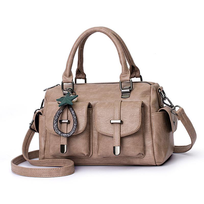 Trendy Bucket Style Shoulder Bag For Women Spacious Casual Pu Handbag With Chains