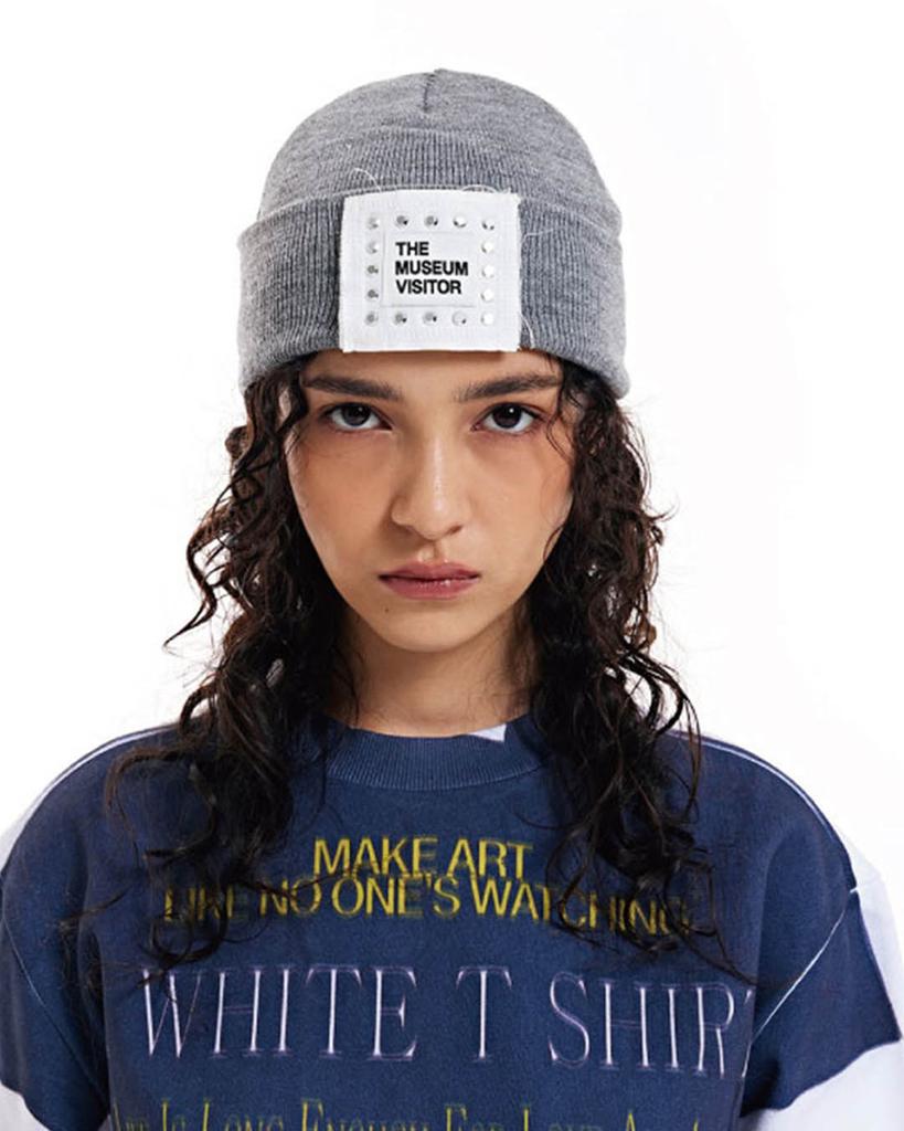 THEMUSEUMVISITOR Cubic Logo Stitched Beanie (Grey)