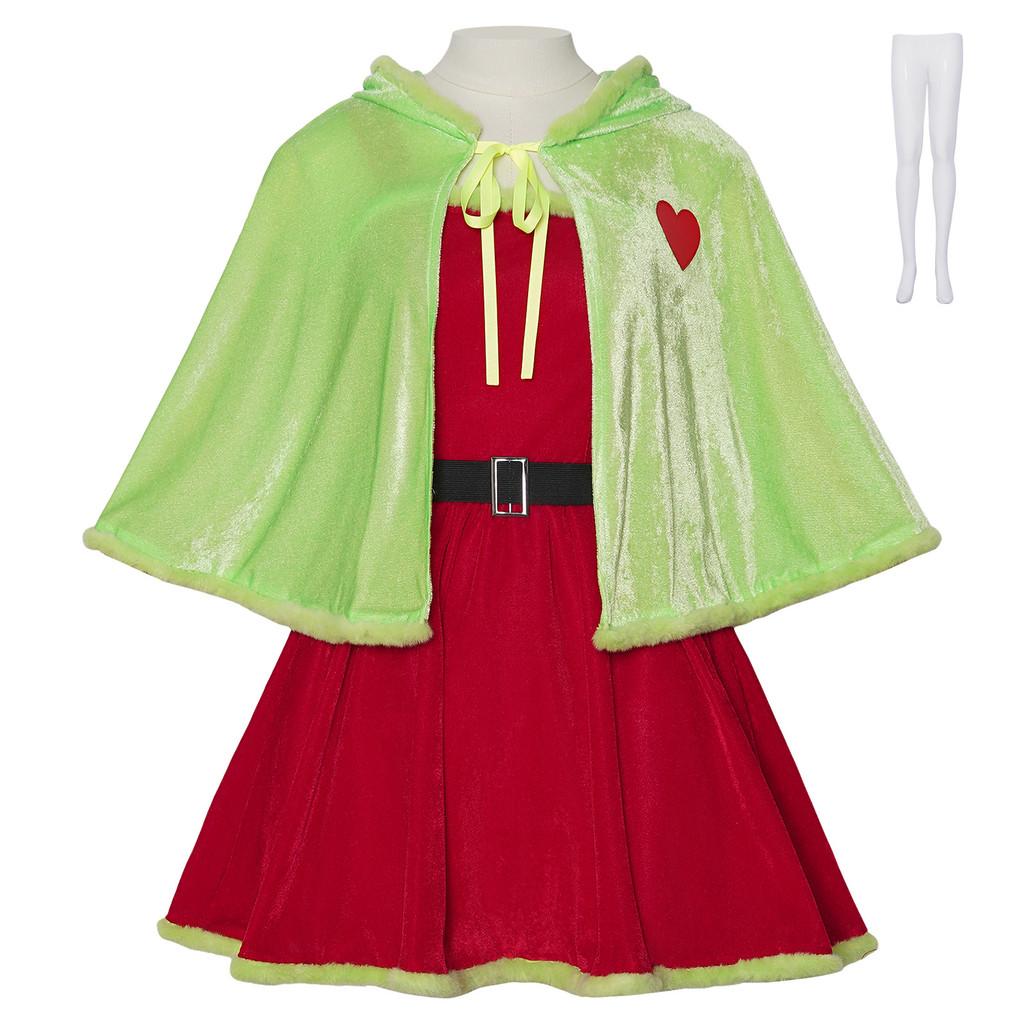 

The Grinch Cosplay Costume Adult Child Green Monster Cloak Dress For Anime Role Play S