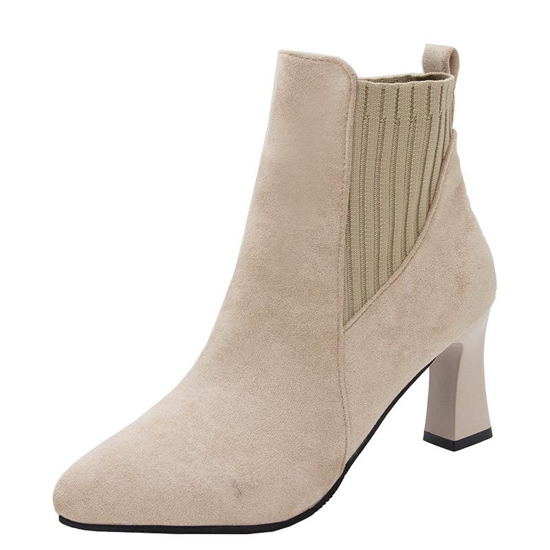 Spring and summer new pointed high-heeled thick-heeled suede fashion casual women's fashion boots